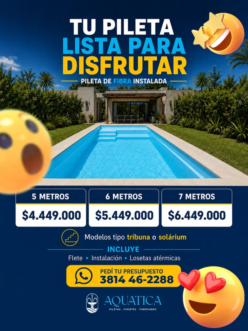 Promoción vigente de piletas de fibra AQUATICA